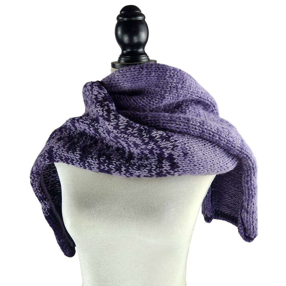 Purple Hand Knit Scarf 78" x 10"